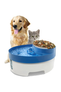 Pet 3-In-1 Water Fountain Food Bowl Dish Feeder For Dogs & Cats