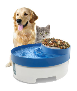 Pet 3-In-1 Water Fountain Food Bowl Dish Feeder For Dogs & Cats