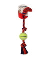 Mammoth Pet Flossy Chews Color 3 Knot Tug with Tennis Ball - Assorted Colors Mini (11"L)