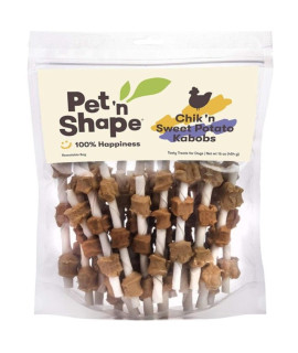 Pet n Shape Chik'N Chicken And Sweet Potato Kabobs All Natural Rawhide Dog Treats 16 oz