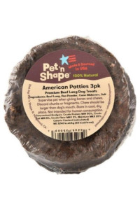 Pet 'n Shape Natural American Patties Beef Lung Dog Treats - 3 pack 20 count