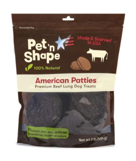 Pet 'n Shape Natural American Patties Beef Lung Dog Treats 1 lb