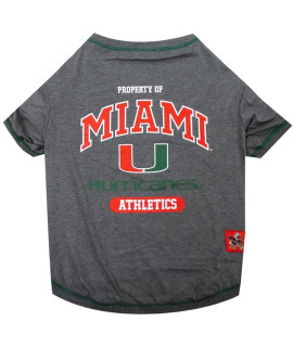 Pets First U of Miami Tee Shirt for Dogs and Cats Large