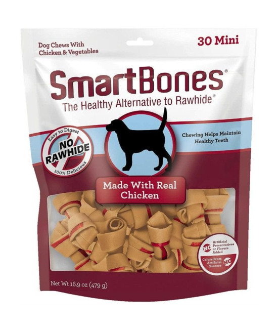 SmartBones Mini Vegetable and Chicken Bones Rawhide Free Dog Chew 30 count