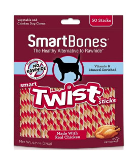 SmartBones Vegetable and Chicken Smart Twist Sticks Rawhide Free Dog Chew 50 count
