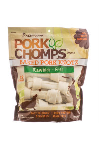 Pork Chomps Premium Pork Knotz - Baked 12 Count - (6"-7" Chews)