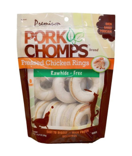 Pork Chomps Pressed Chicken Rings Dog Treats 8 count