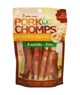 Pork Chomps Premium Real Chicken Wrapped Twists - Mini 12 count