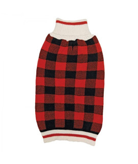 SWT MD RED PLAID SWEATER