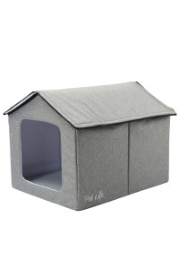 Pet Life "Hush Puppy" Electronic Heating And Cooling Smart Collapsible Pet House- Large/Grey