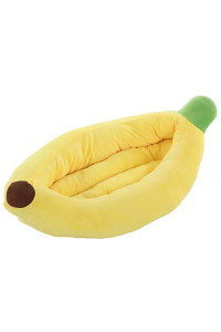 Silicute Dog Bed Cat Bed Pet Bed Comfortable and Washable in Banana Shape and Color w/Removable Cushion (Large, Medium, Small) (Small)