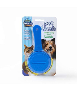 Compac Self Cleaning Pet Brush Twist to Raise and Lower Bristles, Blue, 1 Count