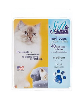 Soft Claws for Cats - CLS (Cleat Lock System), Size Medium, Color Blue