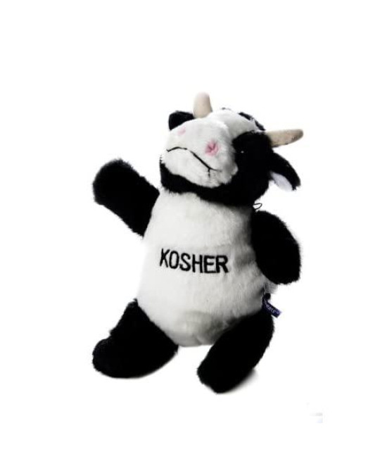 Copa Judaica Chewish Treat Kosher Cow Squeaker Plush Dog Toy, 7.5 by 7 by 11-Inch, Black and White
