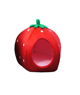 YML Strawberry Pet Bed House, Small, Red (FH016_1)