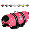 Paws Aboard Dog Life Jacket, Neoprene Dog Life Vest for Swimming and Boating - Pink Polka Dot