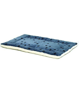 Reversible Paw Print Pet Bed in Blue / White, Dog Bed Measures 40L x 26W x 3.5H for Large Dogs, Machine Wash