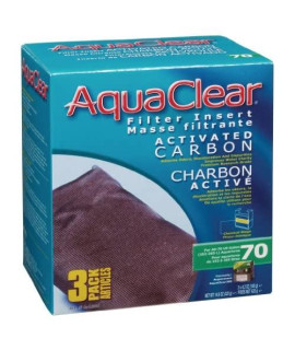 AquaClear 70 Activated Carbon Inserts, Aquarium Filter Replacement Media, 3-Pack, A1386 , White