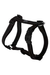 Reflective Adjustable Dog H Harness for Large Dogs; matching collar and leash available, Black
