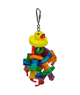 A&E Cage Company HB708 Happy Beaks Rubber Duck Monster Assorted Bird Toy, 2 by 9.5"