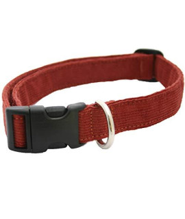 Hemp Corduroy Dog Collar Available in 9 Colors (Rust, Marigold, Bronze, Avocado, Blue, Plum, Pink, Red, Black) Sold in 6 Sizes (3/4" Small, Rust)"