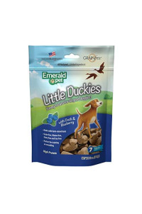Emerald Pet - Dog Treats for Small and Large Dogs, Duck and Blueberry, All-Natural Real Meat, Mini Training Treats, High Protein, Grain-Free, Gluten-Free (Little Duckies, Duck, Blueberry, 5 Ounce)