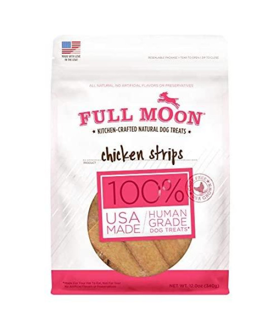 Full Moon All Natural Human Grade Dog Treats, Chicken Strips, 12.5 Ounce