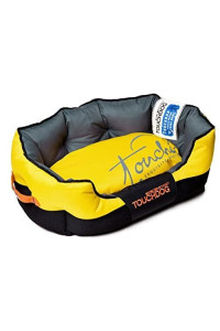 TOUCHDOG Performance-Max Sporty Comfort Cushioned Reflective Water-Resistant Fashion Pet Dog Bed Mat, Medium, Sporty Yellow, Black