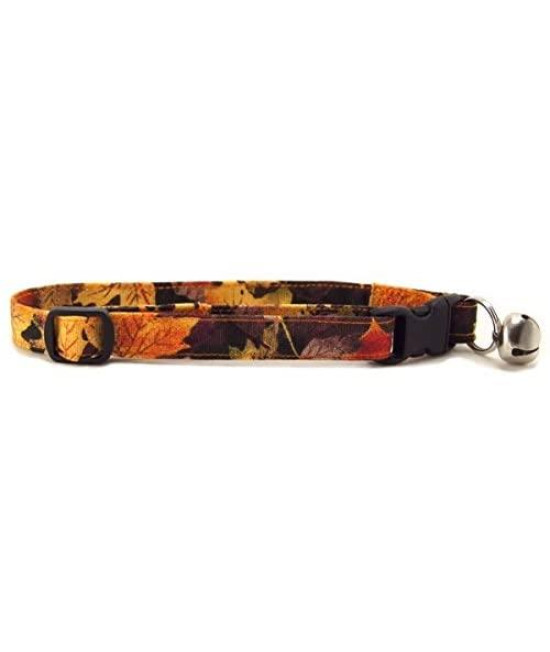 K9 Bytes Autumn Leaves Cute Design Adjustable Collars for Cats (Kittens) with Bell.