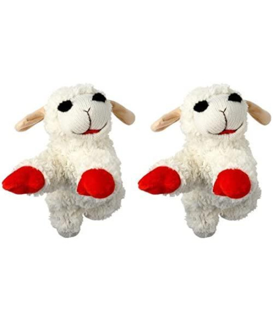 Multipet International Lambchop Plush Squeak Toy Mini for Pets, 6-Inch [2-Pack]