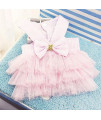 Dog Dresses, Fashion Pet Dog Clothes, Striped Mesh Puppy Dog Princess Dresses (Pink, Small)