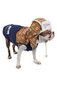 TOUCHDOG Snowadayz Pom Pom Fashion Designer Pet Dog Coat Hooded Sweater Jacket Hoodie, X-Large, Yellow / Blue