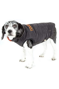 TOUCHDOG Waggin Swag Fashion Designer Reversible 3M Insulated Pet Dog Coat Jacket, Large, Brown / Orange