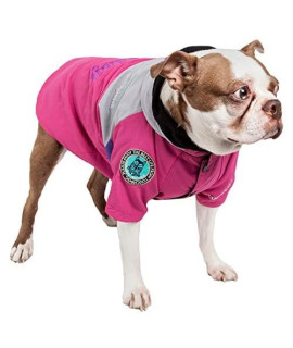 TOUCHDOG Mount Pinnacle Waterproof and Windproof Fashion Designer Insulated Pet Dog Coat Ski Jacket Hooded Raincoat, Medium, Pink
