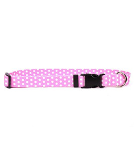 Yellow Dog Design Standard Easy-Snap Collar, New Pink Polka Dot, Extra Small 8" - 12"