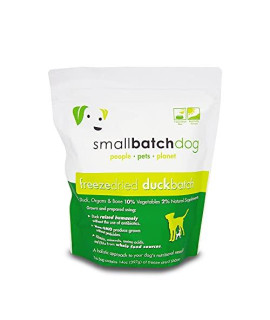 Smallbatch Pets Freeze-Dried Premium Raw Food Diet for Dogs, Duck Recipe, 14 oz, Made in The USA, Organic Produce, Humanely Raised Meat, Hydrate and Serve Patties, Single Source Protein, Healthy