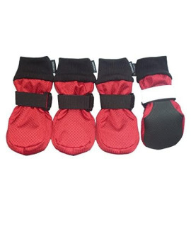 LONSUNEER Winter Paw Protector Dog Boots Waterproof Soft Sole and Nonslip Set of 4 Color Red Size Large