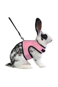 Niteangel Adjustable Soft Harness with Elastic Leash for Rabbits (XL, Pink)