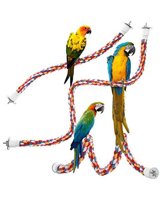 Jusney Bird Rope Perches,Parrot Toys 33 inches Rope Bungee Bird Toy (33 inches)[1 Pack]