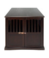 Wooden Furniture XL Pet Crate Espresso Solid Wood End Table Kennel Consule Decor