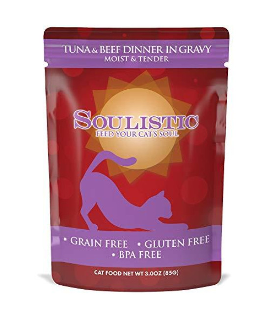 Soulistic Moist & Tender Tuna & Beef Dinner in Gravy Wet Cat Food, 3 oz., Case of 8, 8 X 3 OZ
