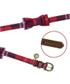 Dog Cat Collars Leather for Small Pet Adjustable Bow-tie and Scarf Puppy Collars with Bell Cute Plaid Bandana Dog Collar(2 Pack) (red Plaid)