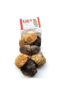 Real Rabbit Fur Pom Pom Cat Toy - 10 Pak Jumbo Size