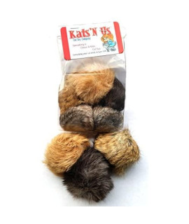 Real Rabbit Fur Pom Pom Cat Toy - 10 Pak Jumbo Size