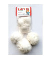 Real Rabbit Fur Pom Pom Cat Toy - 5 Pak Jumbo Size White