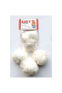 Real Rabbit Fur Pom Pom Cat Toy - 5 Pak Jumbo Size White