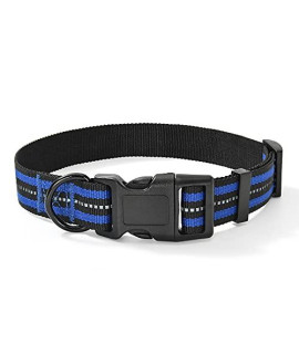 Mile High Life Night Reflective Double Bands Nylon Dog Collar (Blue, X-Small (Pack of 1) )