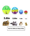 LUCKITTY Cat Plastic Ball Toys 4PCS Sizes Pack Bin Kitten Pet Playing Sets with Jingle Bell 3.8 in, 2.8 in, 1.8 in,1.5 in