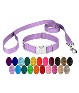 Country Brook Petz - Vibrant 25+ Color Selection - Premium Nylon Dog Collar and Leash (Large, 1 Inch Wide, Lavender)