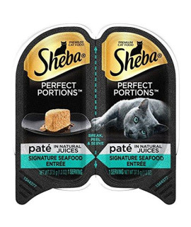 Sheba Perfect Portions Pate` in Natural Juices Signature Seafood Entree` Wet Cat Food Tray(6-Pack 2.6 Ounce Each Tray)